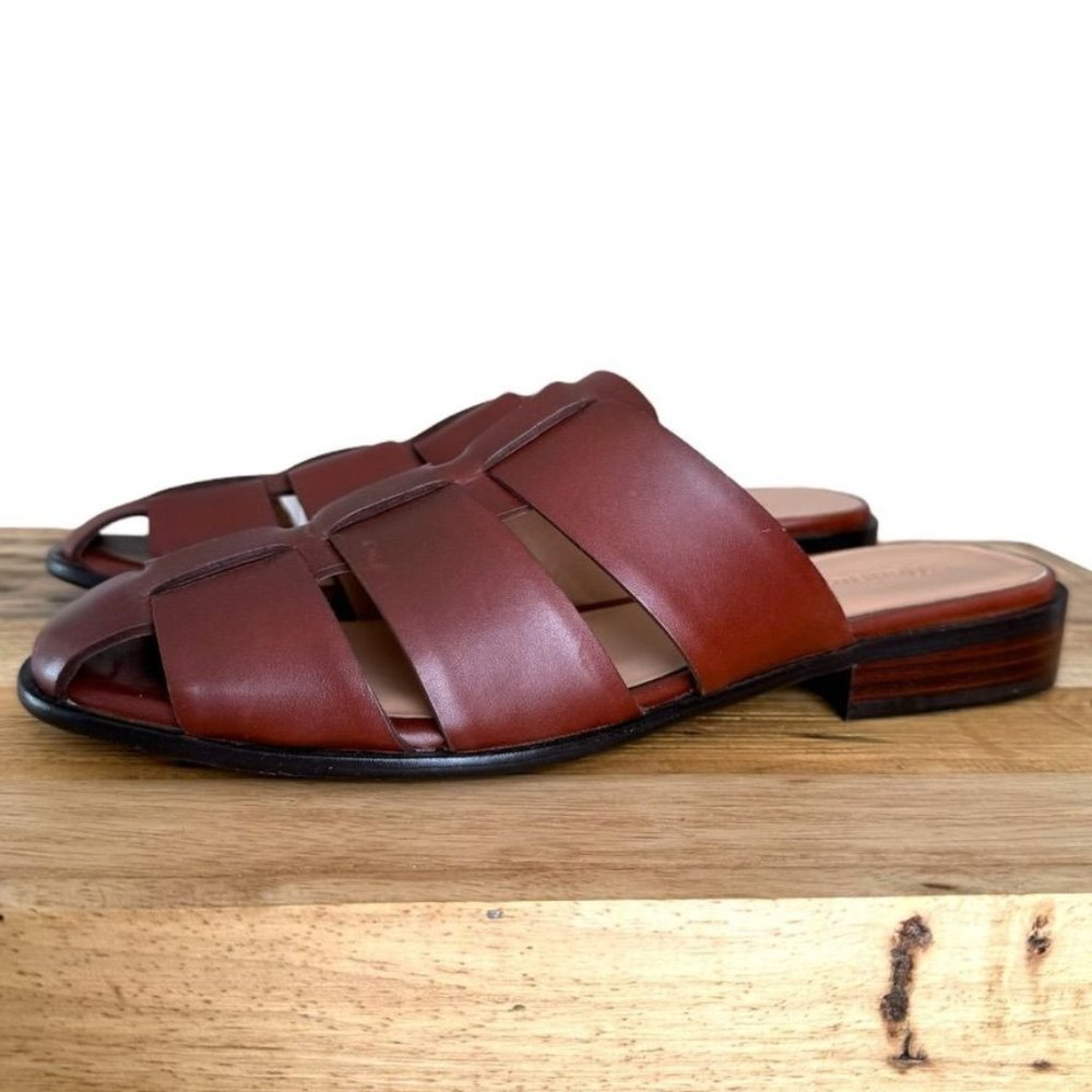 Madewell The Dixson Fisherman Mule in Apple Butter Leather Slip On Shoe Size 8.5